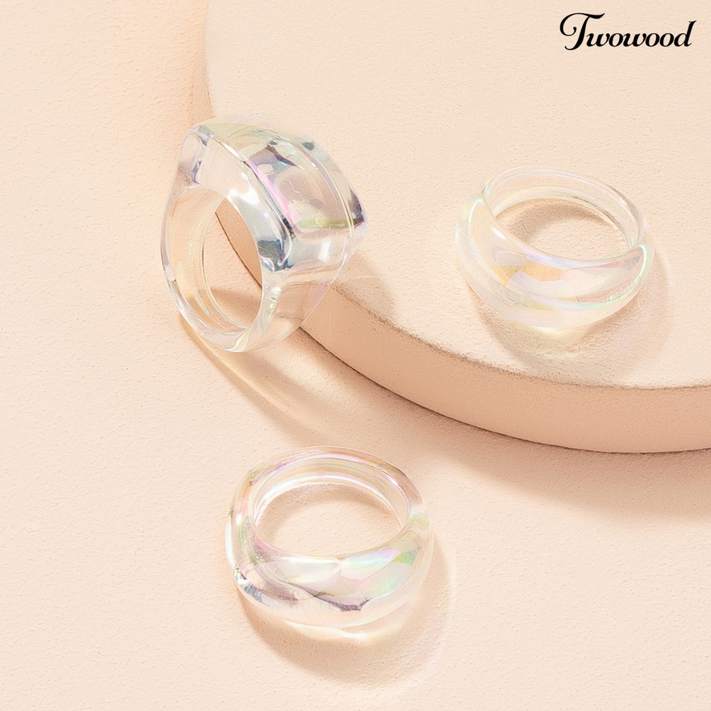 3pcs / Set Cincin Bentuk Persegi Geometris Bahan Resin Akrilik Untuk Unisex