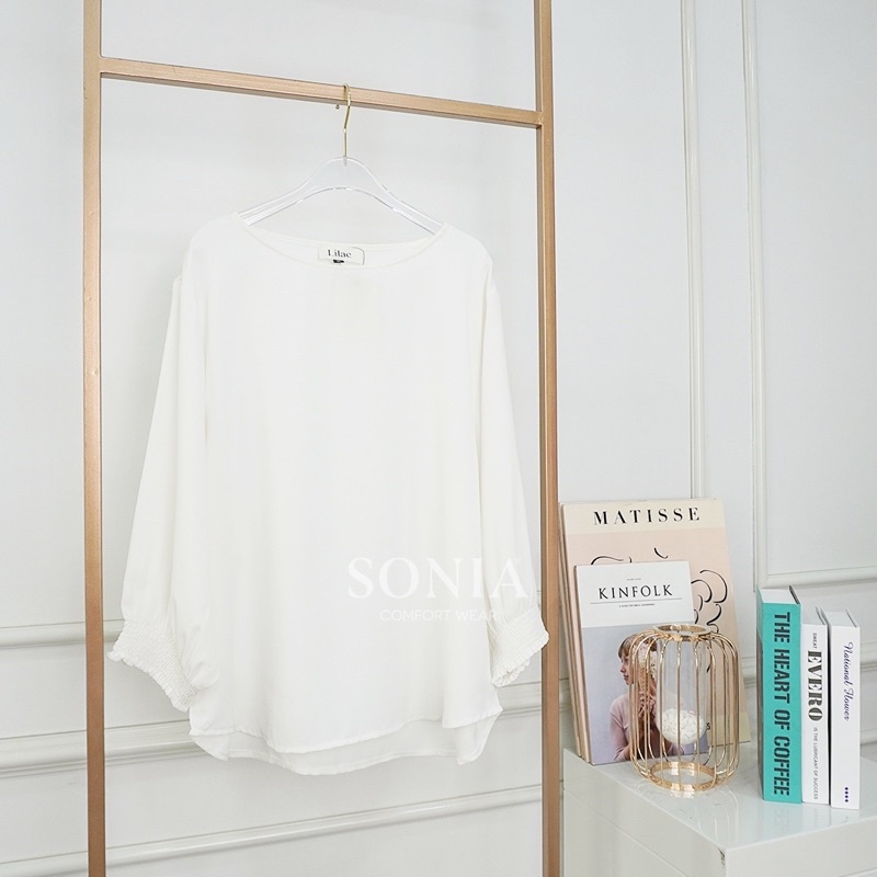 Ji-Eun 지은 Blouse Korea Premium by Lilac | Blouse Wanita Korea | Atasan Wanita Casual Kantor |-White