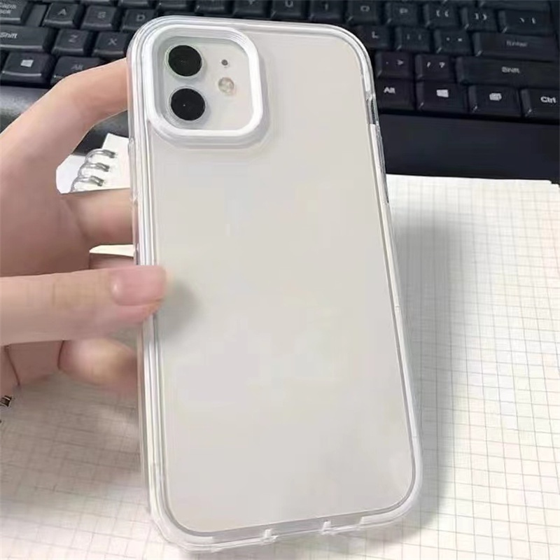 3 in 1 Case Bumper Silikon Transparan Warna Permen Untuk iPhone 13 Pro Max 11 Pro Max 12 XR X XS Max 6 6s 7 Plus 8 13Mini 12Mini