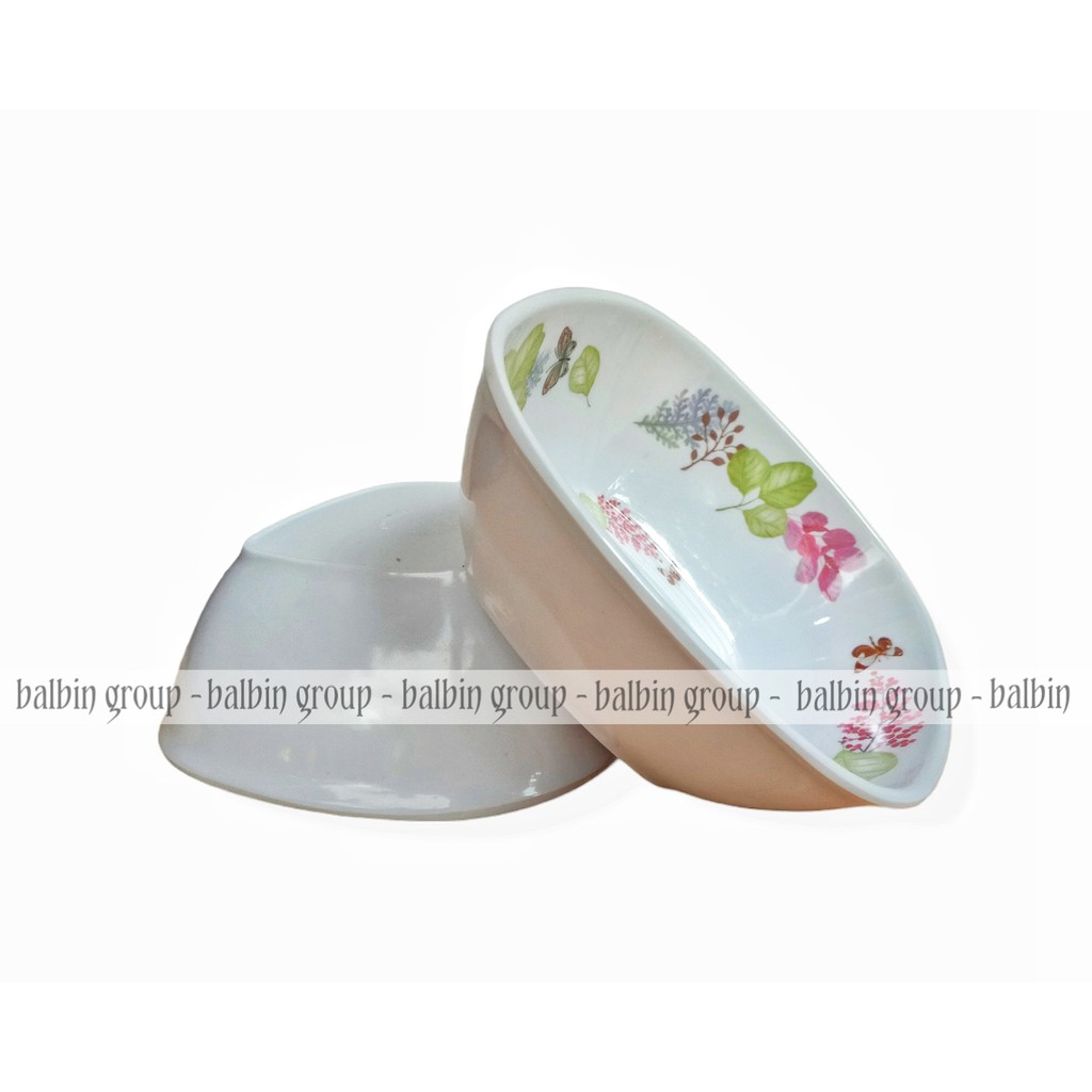 3 piring makan bulat cekung melamin ware 9.inc motif frolal