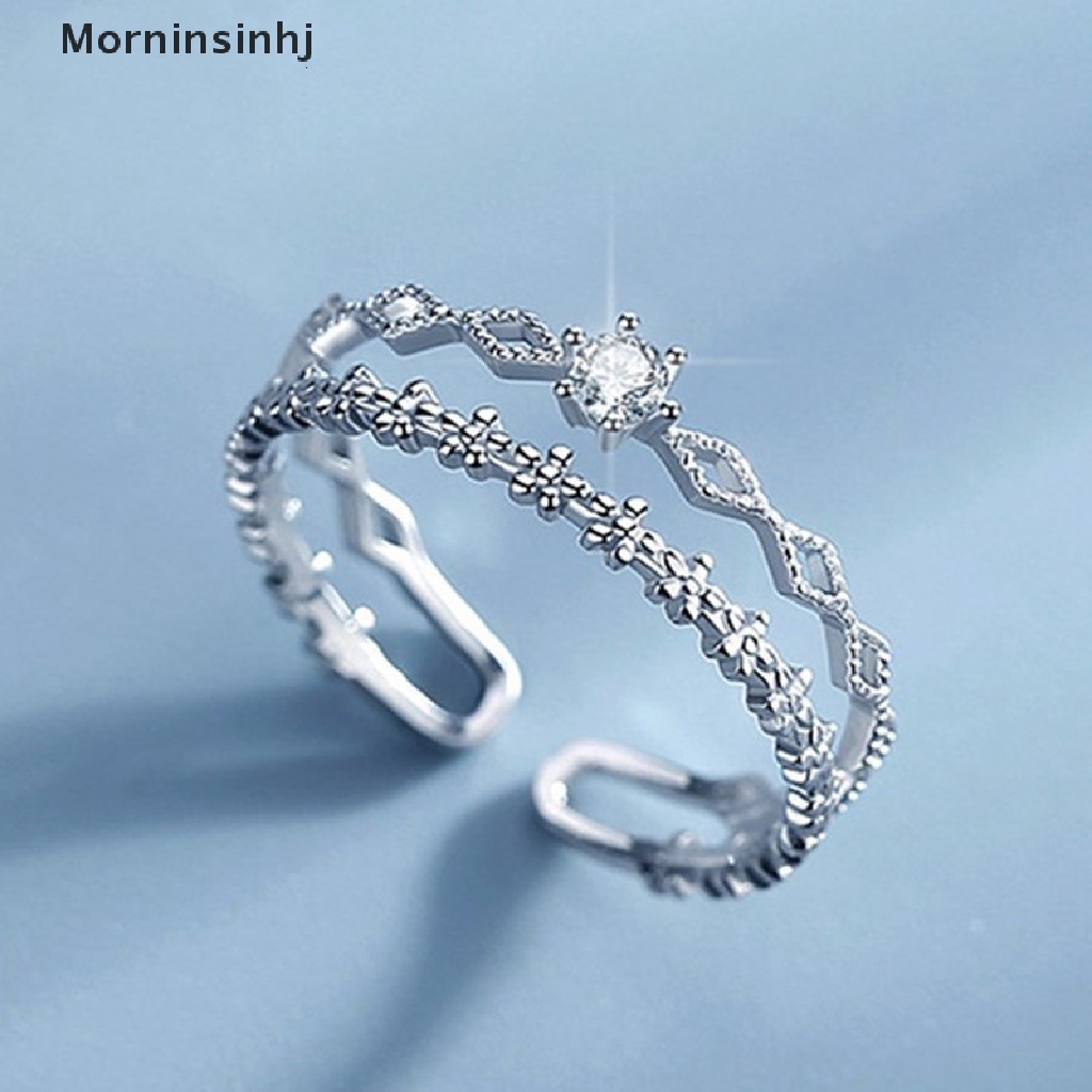 Mornin Cincin Pembukaan Multilayer Kristal Untuk Wanita Zirkon Geometris Knuckle Finger Ring id