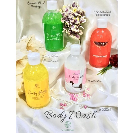 ⭐ BAGUS ⭐ V NATURAL BODY WASH 300ml | Daily Herbs Greenie Blast Goat Milk Mamaya Cosmina