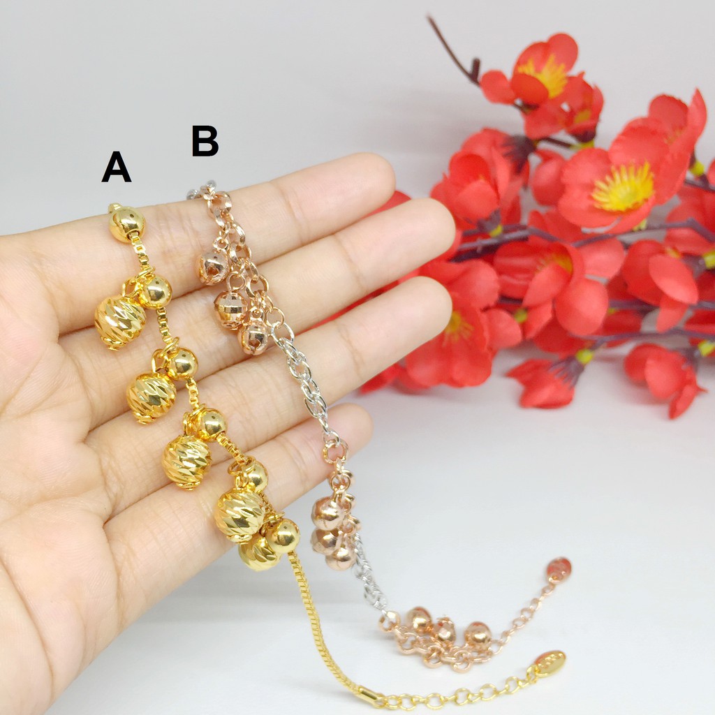 Gelang Tangan Xuping Bola Bulat Lapis Emas Rantai Silver Rosegold - BB406