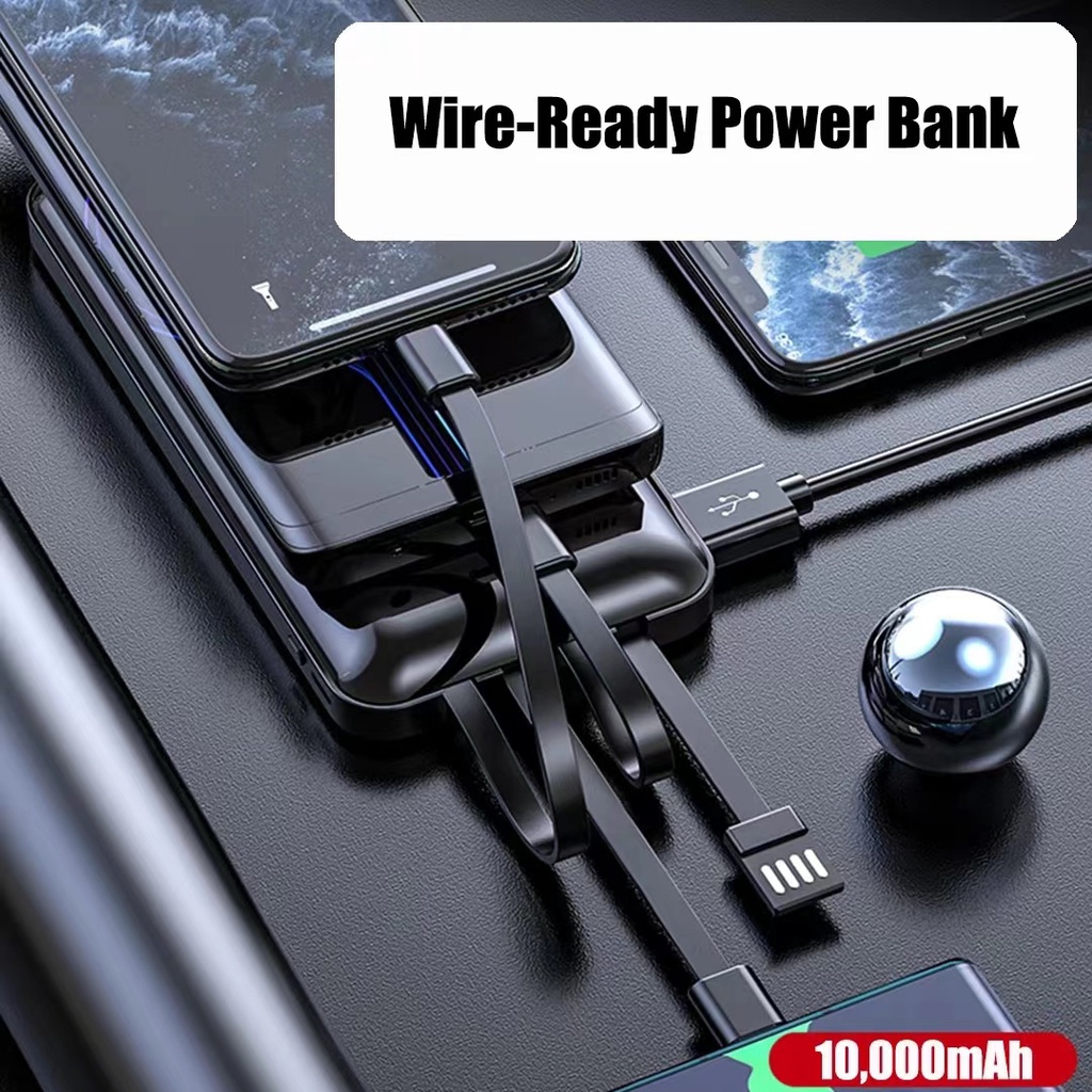 Powerbank  10000mAh 4 Output 2 Input with Lightning USB LED Display Pocket Size High Quality Bergaransi