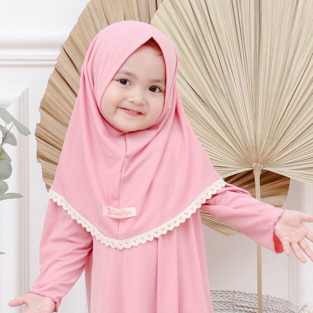 Hijab Bayi Aiska Renda Cantik Jersey Premium Newborn 1 - 6 Tahun / Kerudung Anak Perempuan