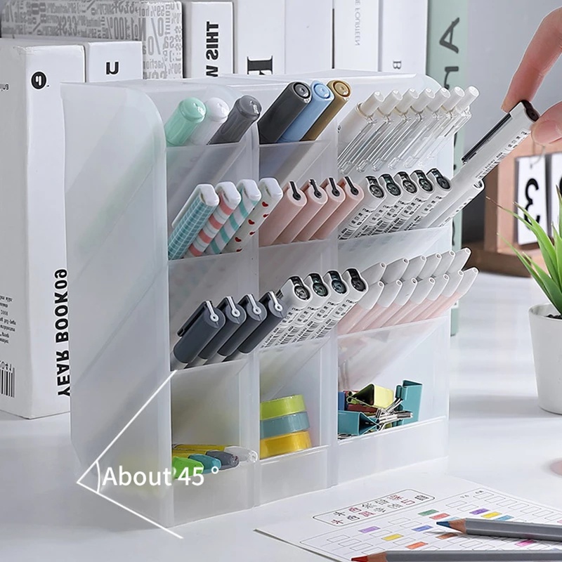 Creative Obliquely Multi-grid Inserted Pen Organizer