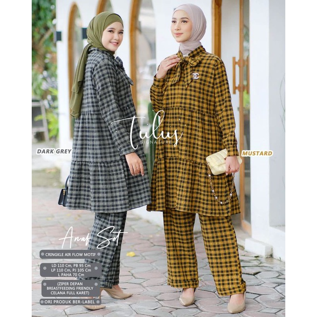 ANAF SET BY TULUS SIGNATURE (ONE SET WANITA) Setelan muslimah kotak-kotak rekomended