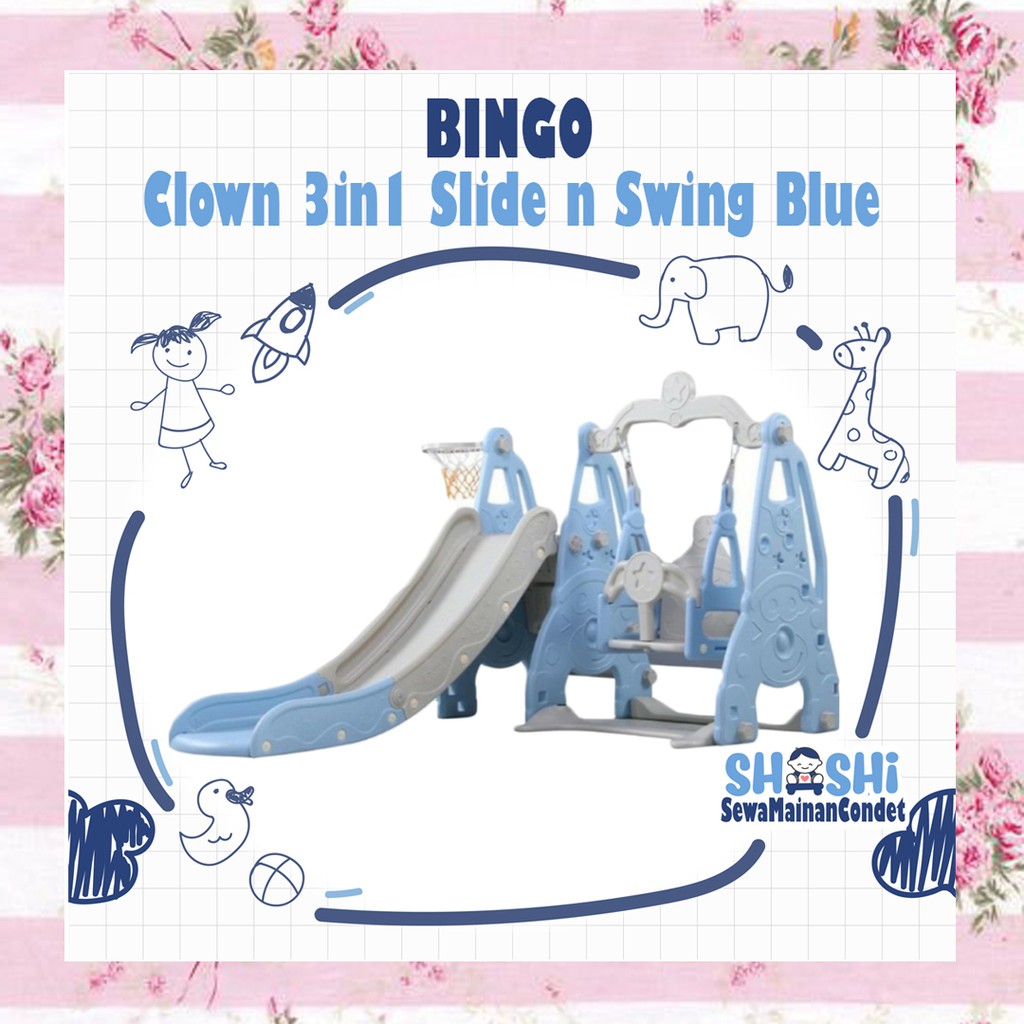 Sewa Bingo Clown 3in1 Slide n Swing Blue