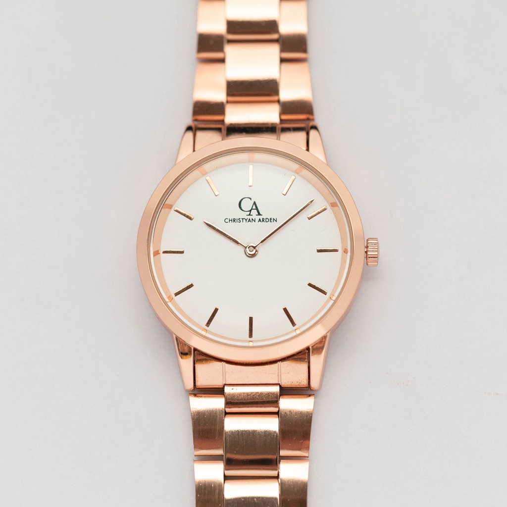 Jam Tangan Couple Anti Air Christyan Arden Grand CA Magnificent Icon Golden Rose White Dial Jam Tang