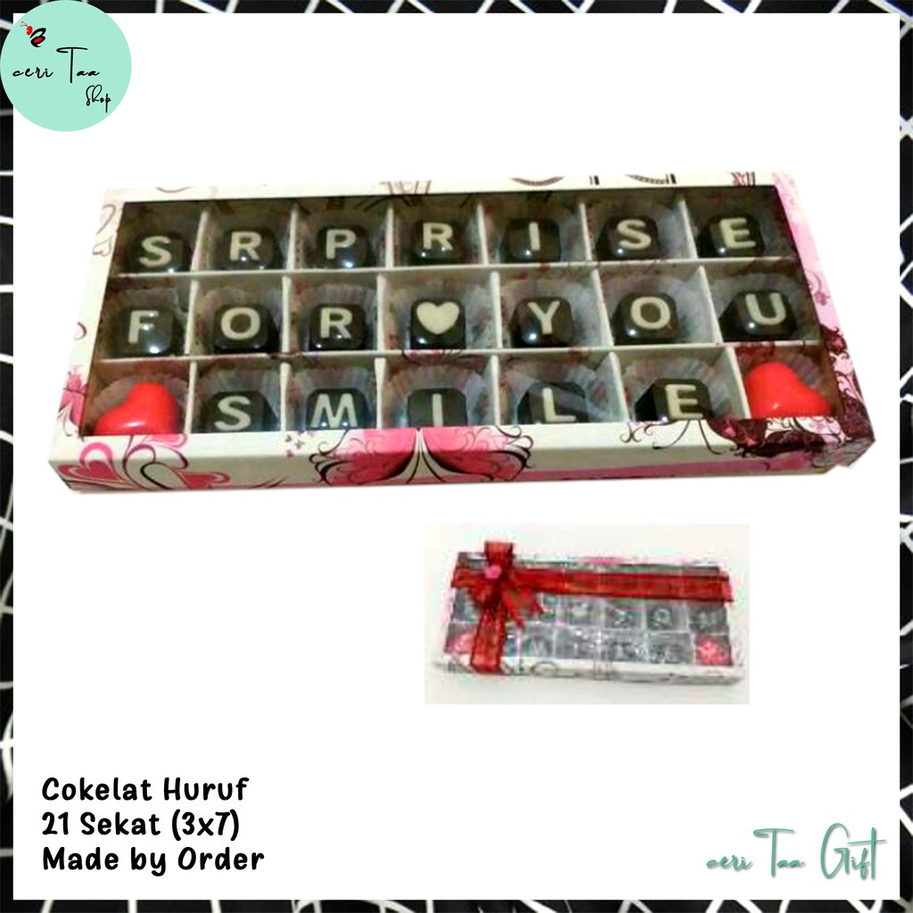 

Cokelat 21 Sekat 3x7 | Cokelat Souvenir | Cokelat Huruf | Cokelat Angka | Cokelat Bingkisan