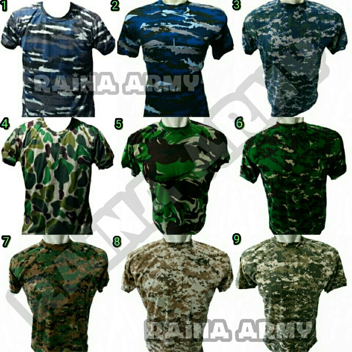 ArmourMilitary kaos pendek polos loreng TNI AD TNI AU PRAMUKA DAN UMUM