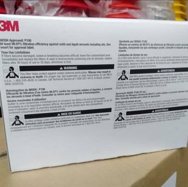 3M Catridge P100 particulate Filter 7093 NIOSH particle 2 Each / set  Original