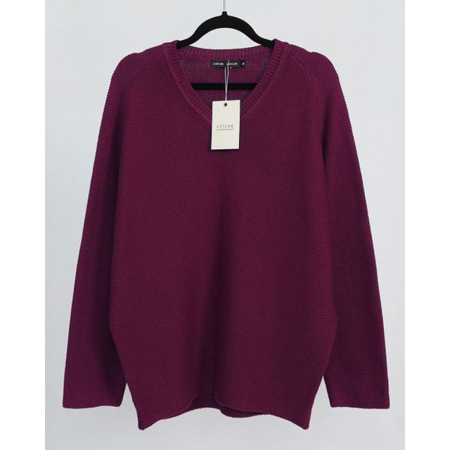 Clive Knit loilok / sweater rajut katun wanita polos murah