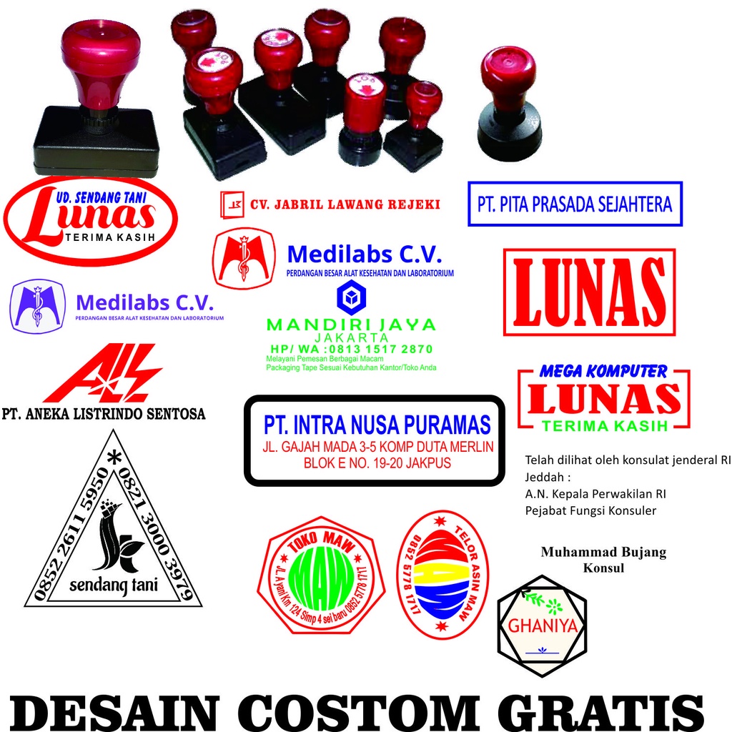 

stempel custom murah dan berkualitas stempel warna / stempel otomatis / stempel flash