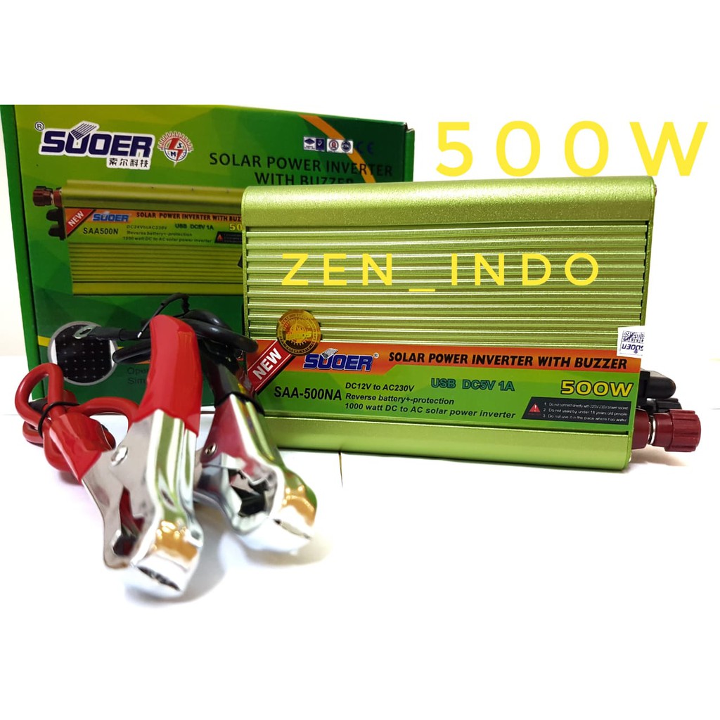 Solar Power Inverter 500 Watt 12V SUOER SAA-500N With Buzzer Original