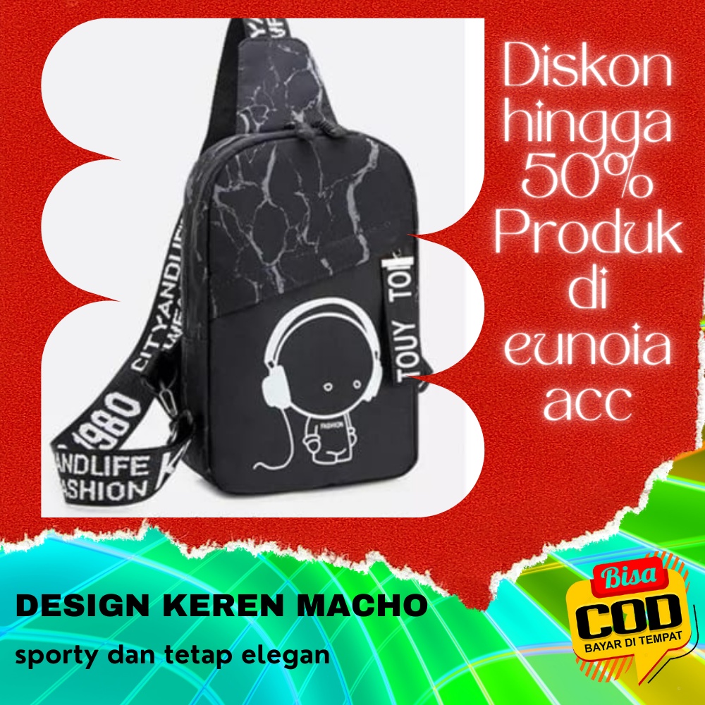 Tas Waistbag Shoulderbag Selempang Slempang Bahu Import Pria Wanita Cowok Cewek Cowo Remaja Ojol Sel