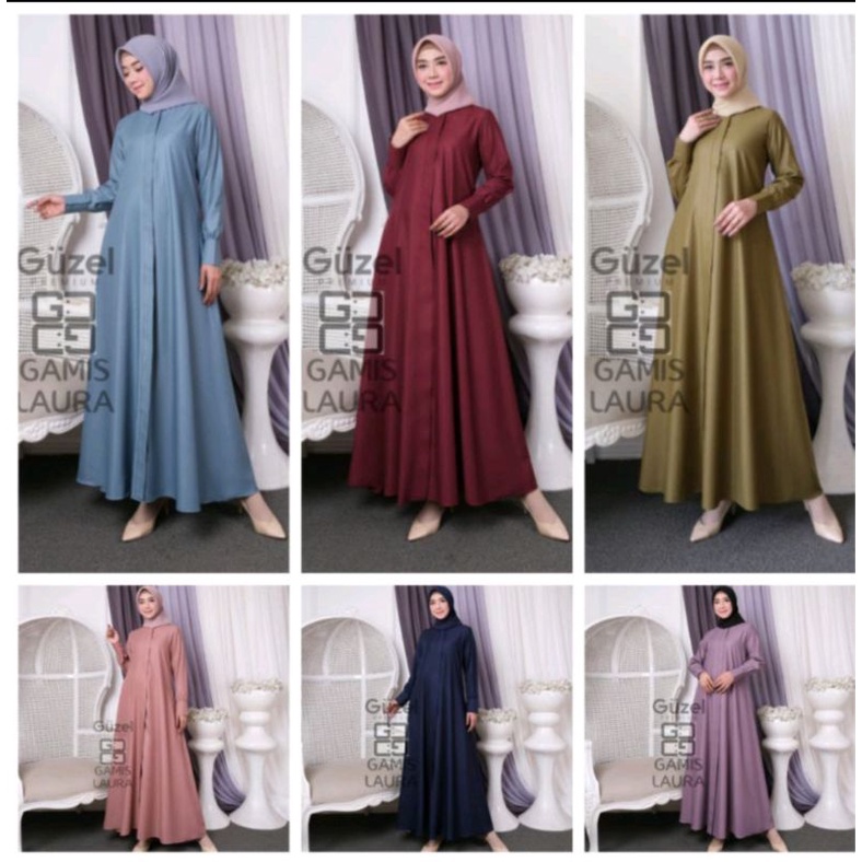 Gamis MADINA LAURA//ORI guzel premium//katun toyobo uk. M. L. XL. XXL (P1A0) Dress Panjang Perempuan