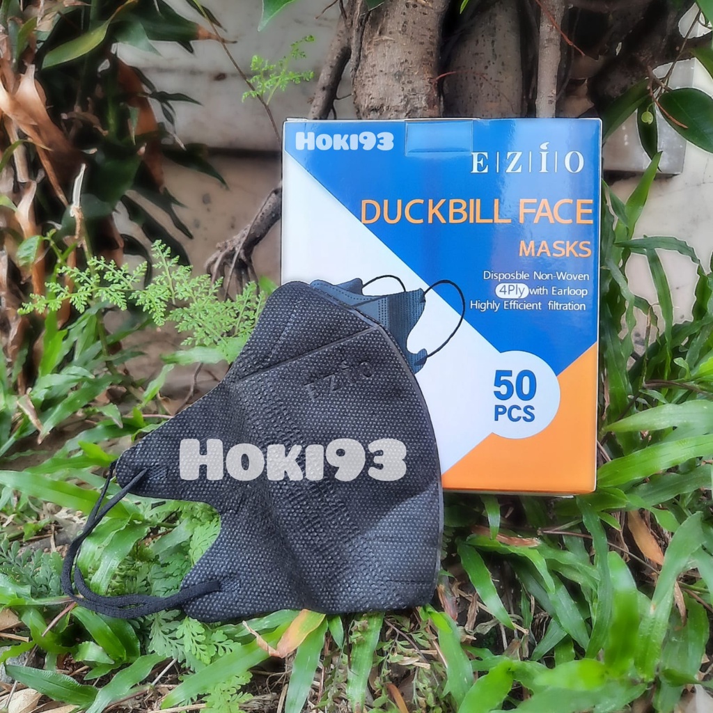 Duckbill 4 PLY isi 50 DUCKBILL 4PLY Merk Ezio Facemask HITAM PUTIH