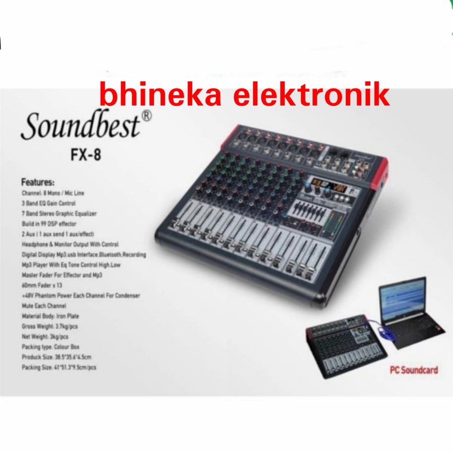 MIXER AUDIO SOUNDBEST FX8 / FX 8 MIXER 8 CHANNEL ORIGINAL