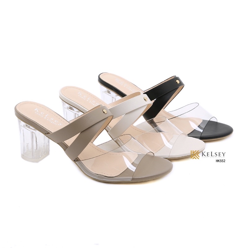 (GRATIS ALAS KAKI) Nicole Sandals Hak Kaca 8cm Wanita / Sandal Heels Wanita Kelsey HK552