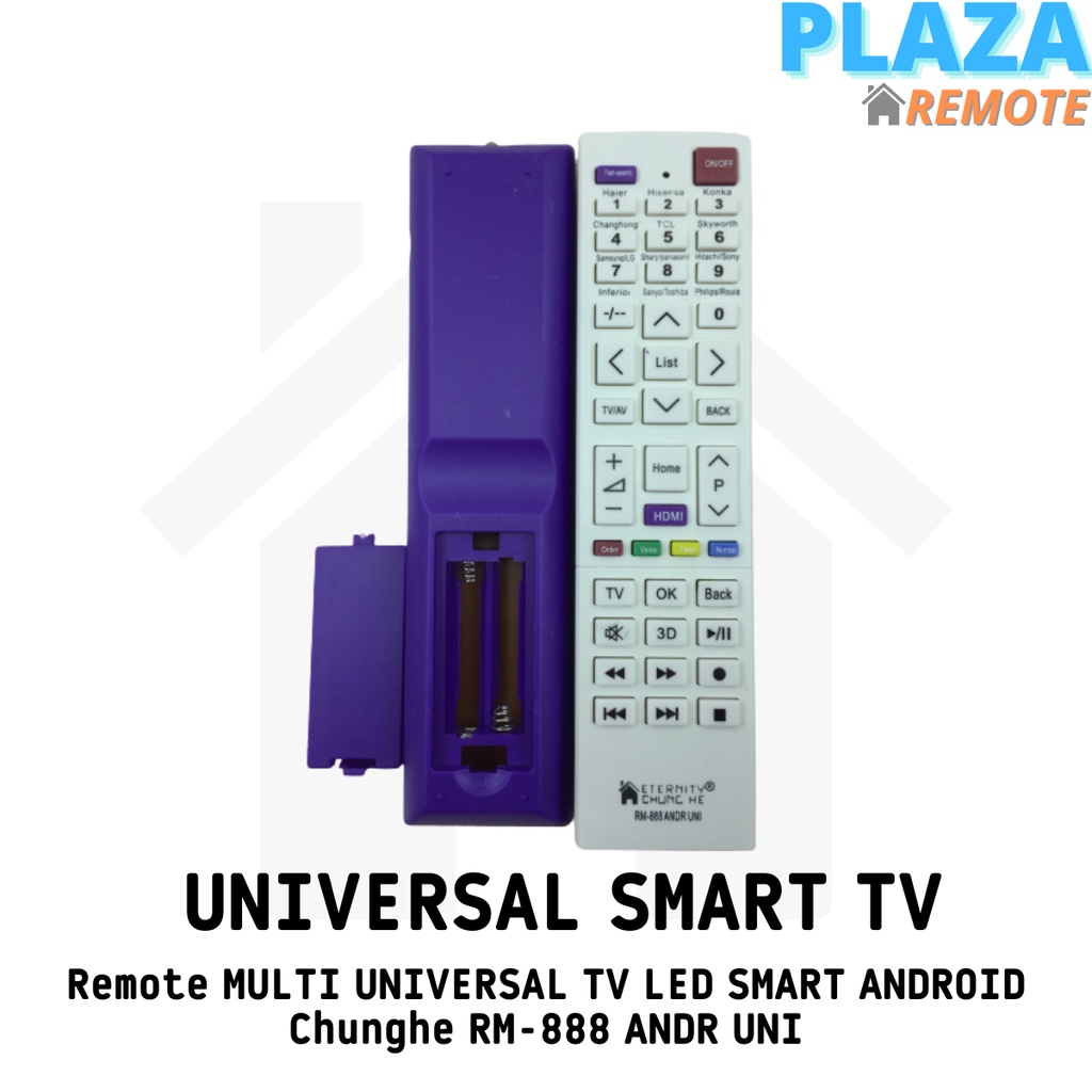 Remot / Remote MULTI UNIVERSAL TV LED SMART ANDROID Chunghe RM-888 ANDR UNI / ecer dan grosir