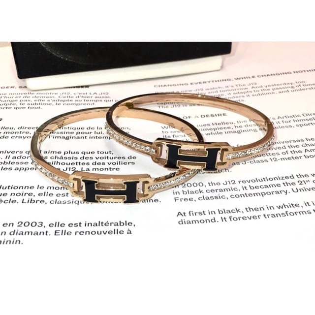 COD! gelang tangan titanium bangle hermeess / H rosegold only anti karat import