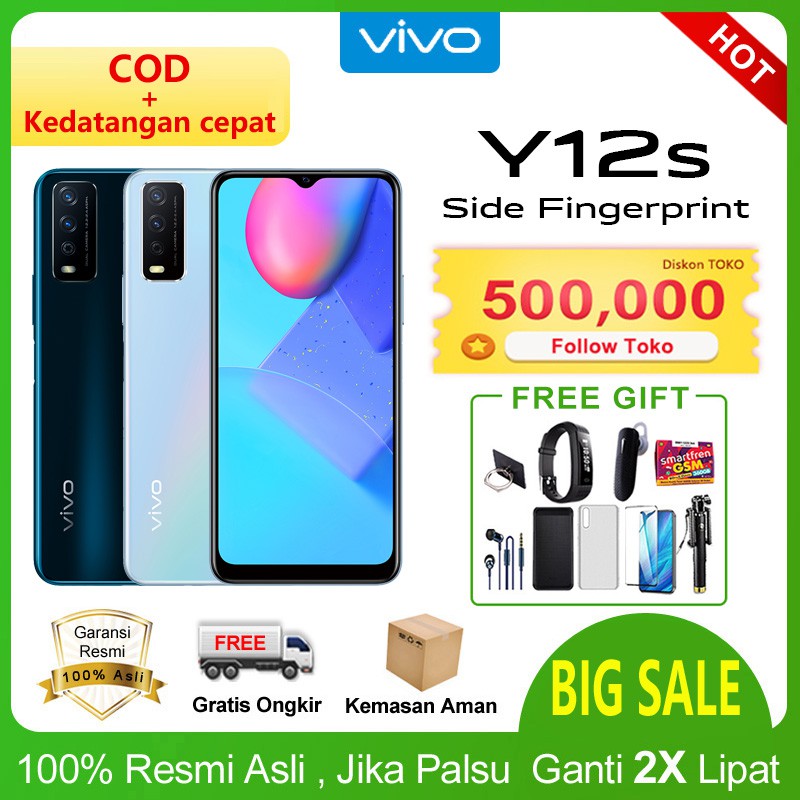 Vivo Y12S/ Y12i/ y1s RAM/ROM 3GB/64GB Garansi Resmi Vivo