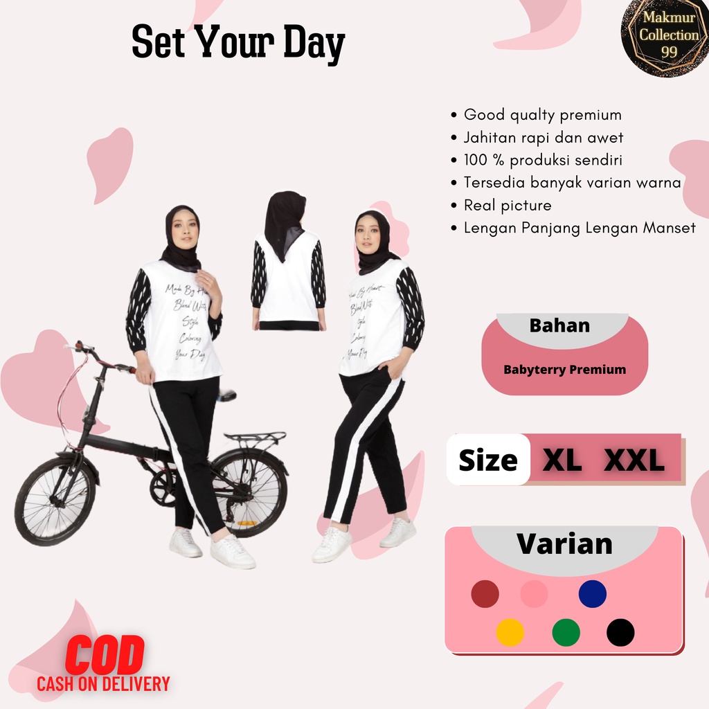 Setelan Wanita Kekinian Set Your Day Jumbo Set Olah Raga Wanita Matt Babyterry Good qualty premium