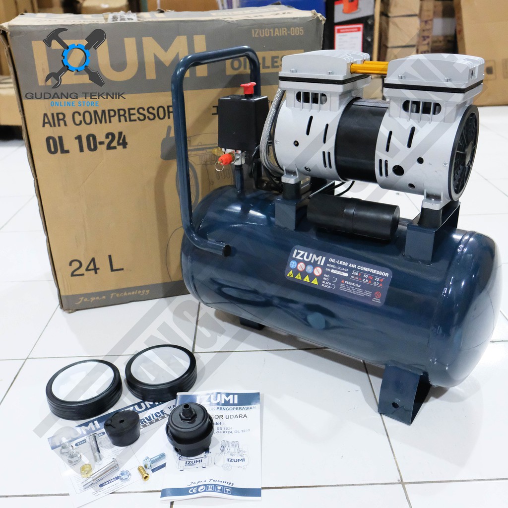 IZUMI KOMPRESOR ANGIN OILLESS 1HP OL1024 AIR COMPRESSOR IZUMI OL 1024 KOMPRESOR ANGIN 1HP 24 LITER