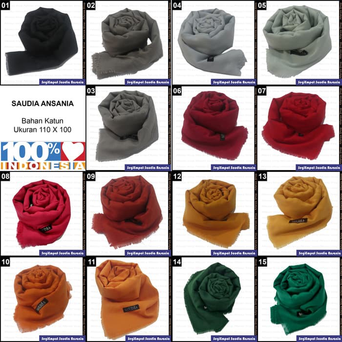 Square Hijab Jilbab Segi Empat Saudia Ansania
