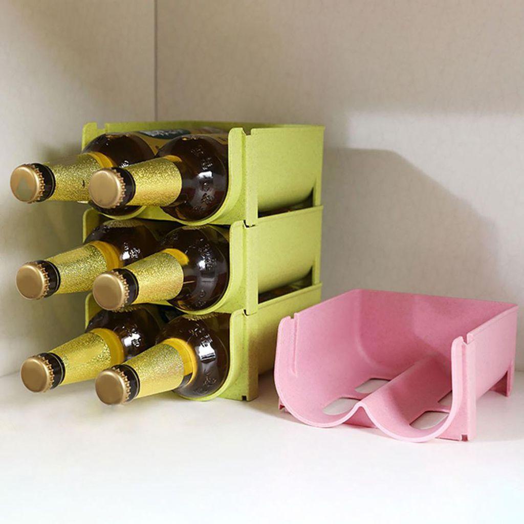 [Elegan] Tempat Botol Wine Berkualitas Multi-Fungsional Stackable Perlengkapan Pesta Freestanding Rumah Tangga Rak Organizer Kulkas