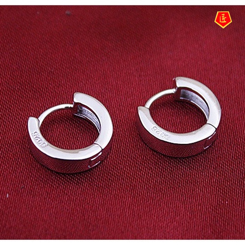 [Ready Stock]Glossy Silver Couple Earrings Korean Style