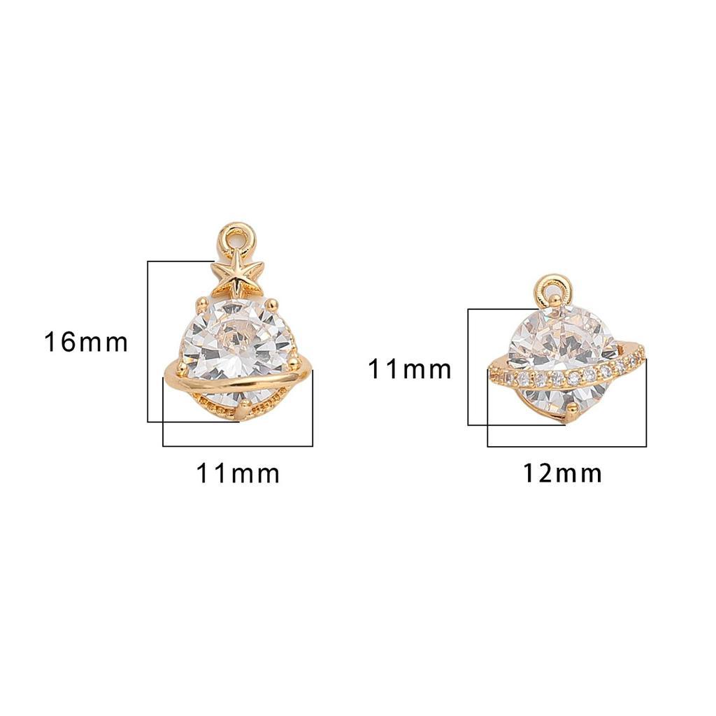 Aksesoris Liontin Zircon Bahan Tembaga Mengkilap Bentuk Planet Untuk Membuat Perhiasan