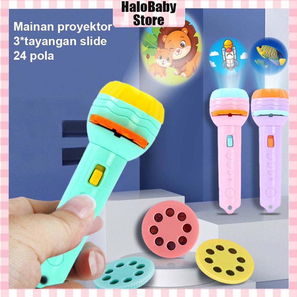 Halobaby Mainan Anak Senter Proyektor [3 Slide] Fun Flashlight / Mainan Proyektor Gambar / Mainan Edukasi