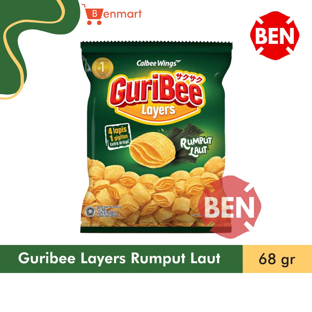 

Guribee Layers RUMPUT LAUT 68g 68gr 68 g gr Guribe Hijau Besar Calbee