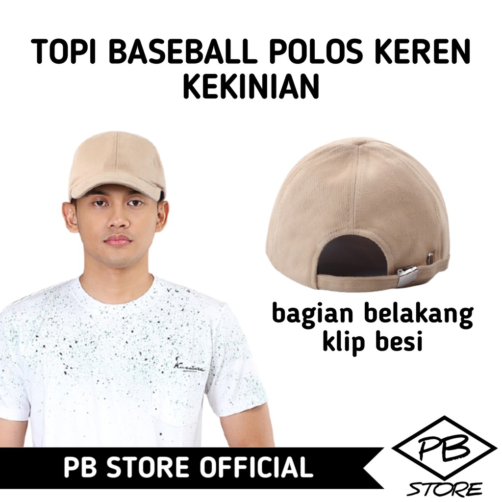 Topi Baseball Cap Premium Polos Warna Cream Cakop Clip Besi Bahan rafel Unisex Pria Wanita GM 444