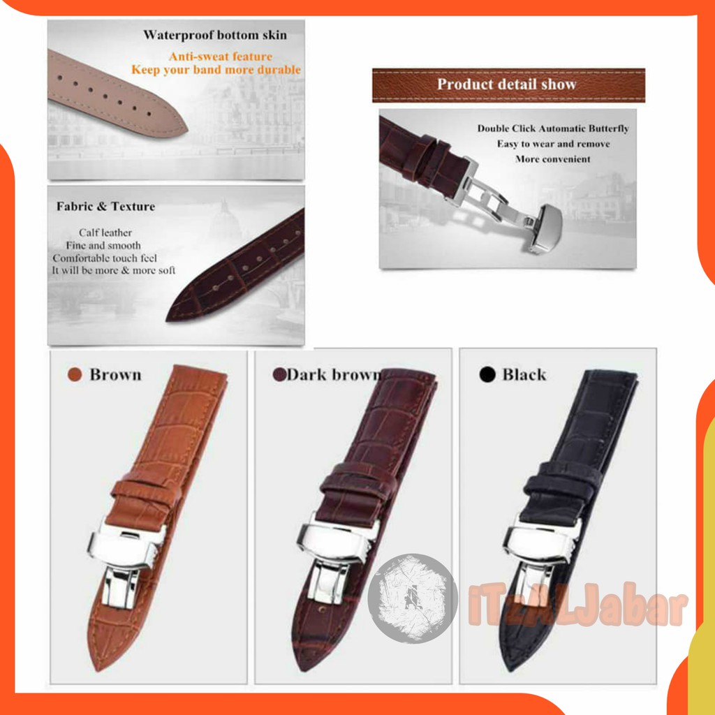 Tali jam tangan Rolex President Kulit Leather strap 20mm