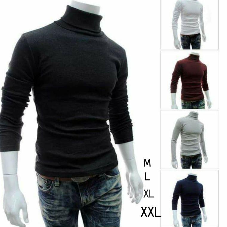 Jadilah Yang Pertama Kaos polos leher turtleneck kaos pria korea kaos lengan panjang leher tinggi ka