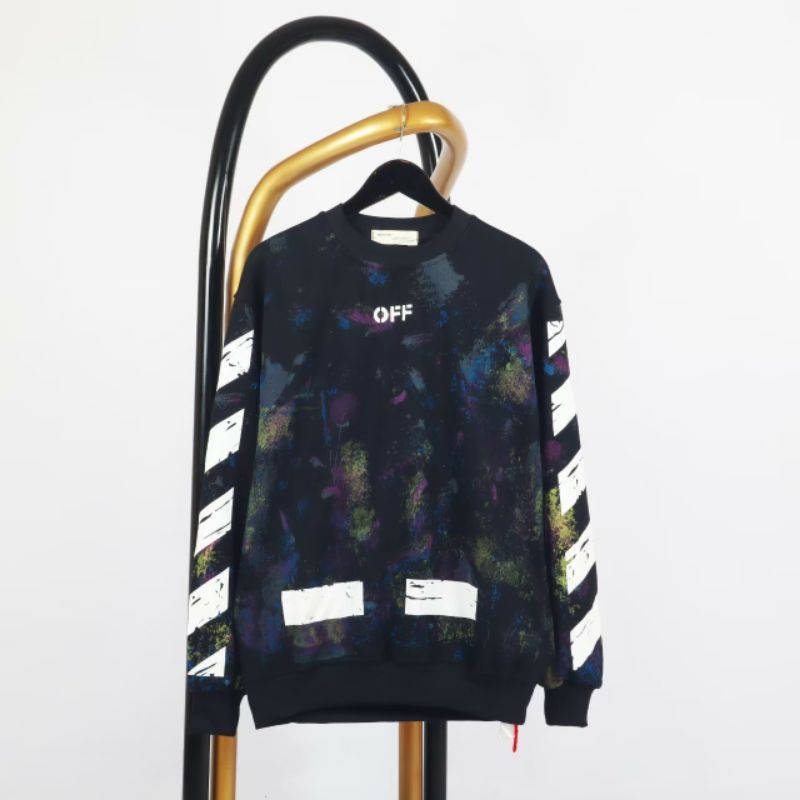 Sweater Off White Gradian Script Fleece Crew Neck Sweatshirt - Black-ASTROB.ID/CREWNECK OFF-WHITE/SW