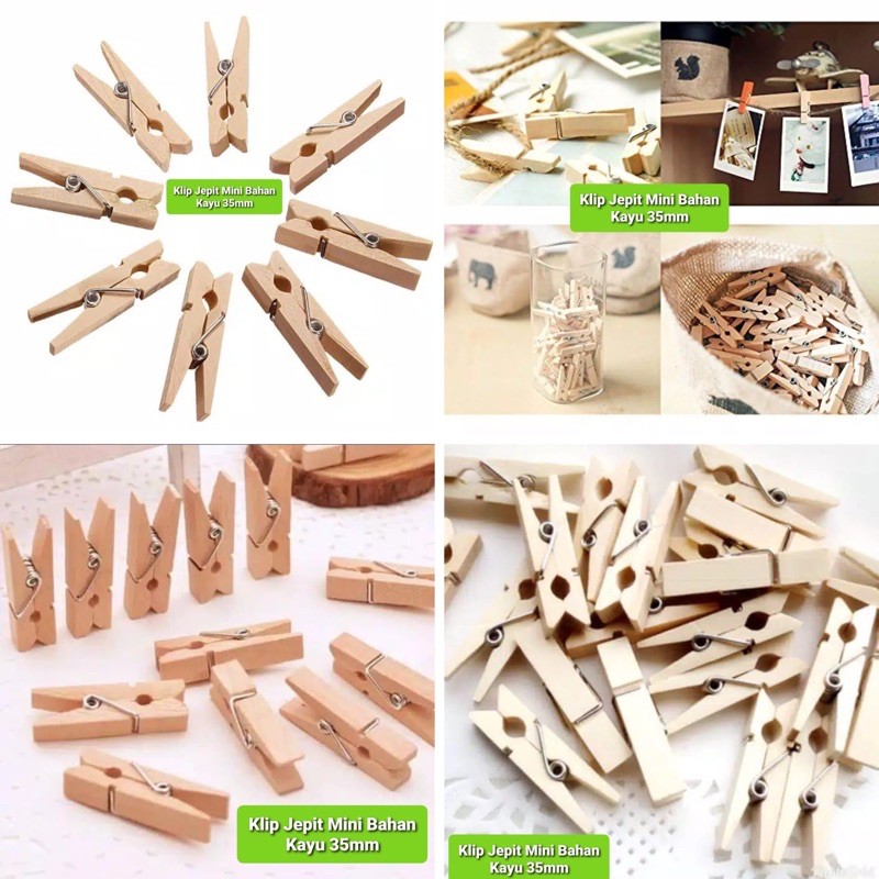 TERMURAH Klip Jepit Mini Bahan Kayu 35mm / Klip Jepit /Klip Kayu Kecil / Jepitan Kayu / Capitan Baju