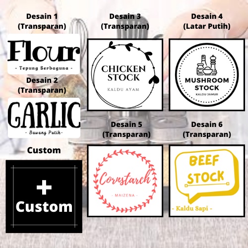 STIKER BUMBU DAPUR TRANSPARAN ANTI AIR (SERI B)