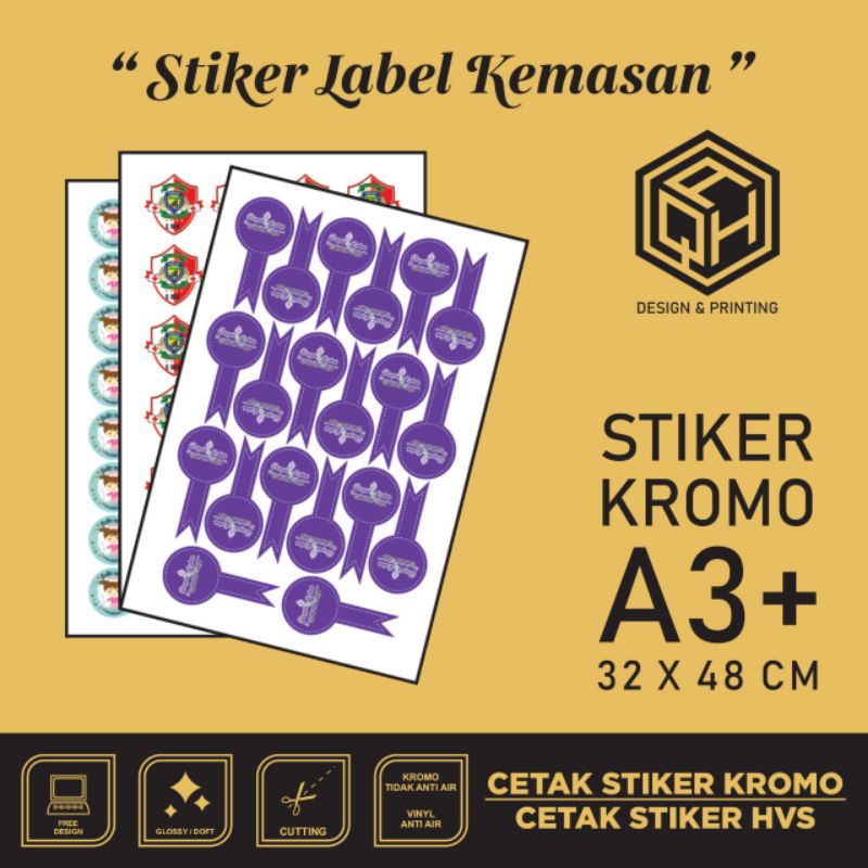 

AQHPRINTING - Sticker Kromo A3+ Sticker Label Kemasan+Cutting Bentuk