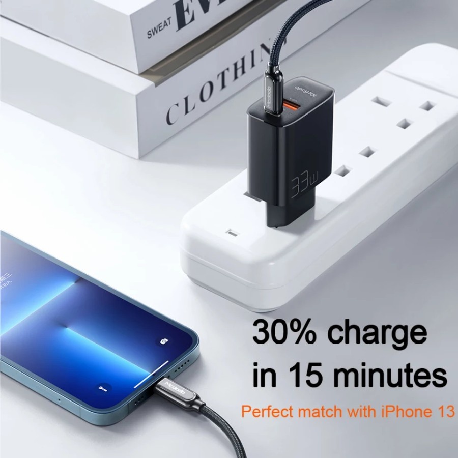 MCDODO Charger 33W Quick Charger Turbo Fast Charging Dual Output turbo charge PD charger USB C &amp; USB A