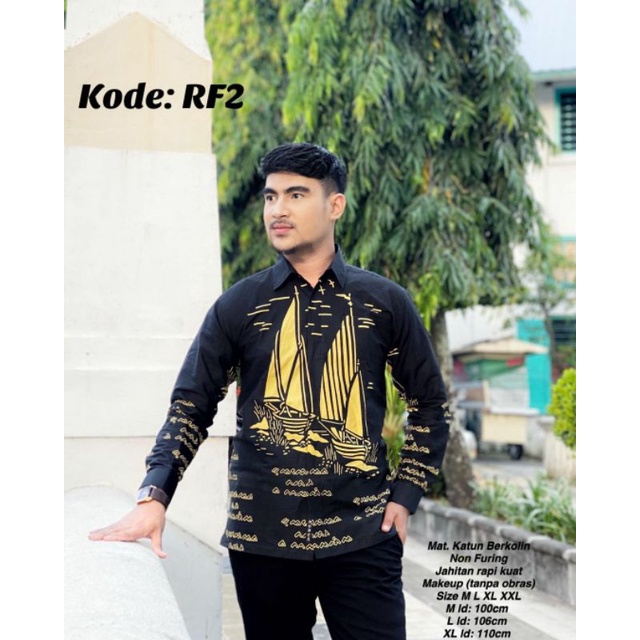 BATIK KODE RF2 | LONTARA | Kemeja Batik Pria By BATIK LANANG - Batik Khas Makassar