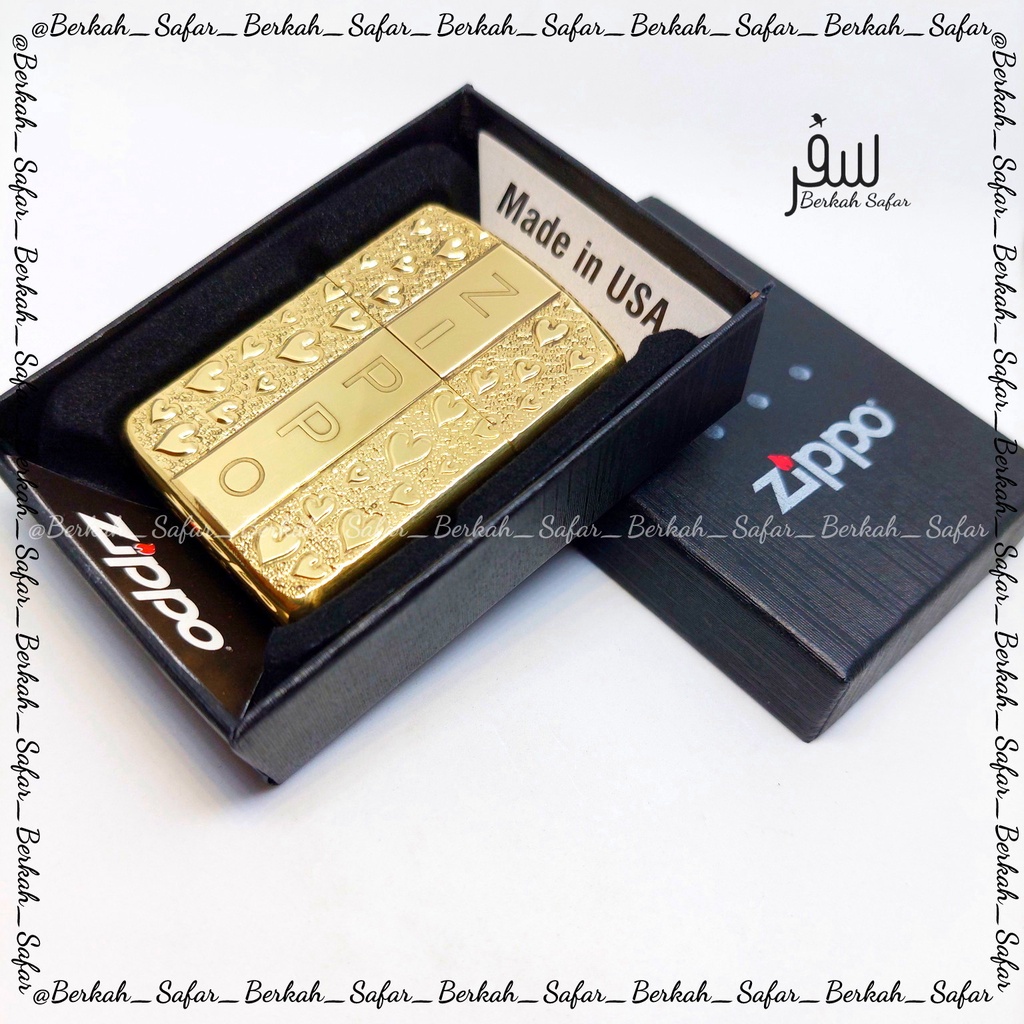 Korek Zippo Gold Plated Emboss Love Zippo Lighter High Premium Quality Made In Usa &quot;Limited Edition&quot;