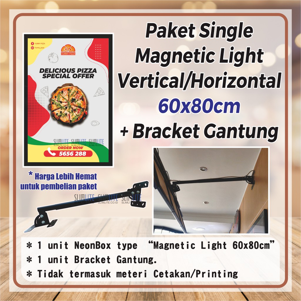 Paket NeonBox Magnetic Light 60x80cm + Bracket Gantung - Paket Menu Cafe