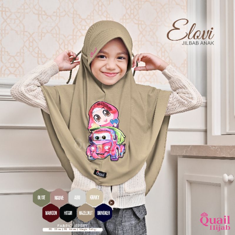 Jilbab Anak Katun Jersey Serut Original Quail Hijab ELOVI