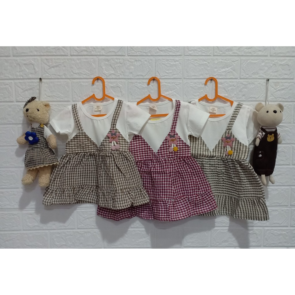 Dress Anak Perempuan Rompi Import Katun Motif Kotak-Kotak