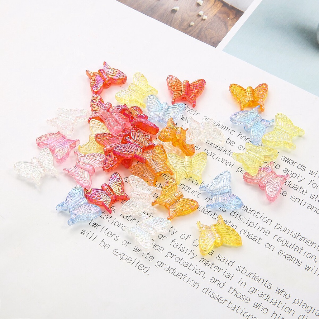 Acrylic plated colorful butterfly diy handmade beaded necklace ornaments Pendant 20pcs/pack