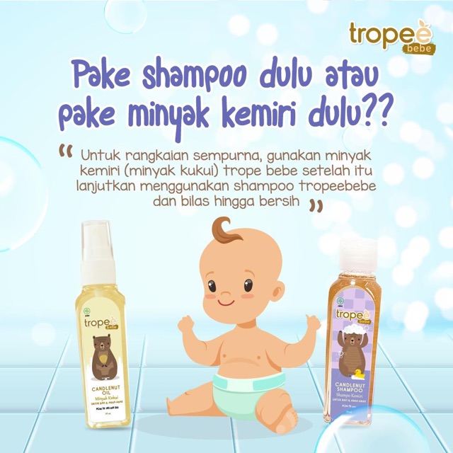 Tropee Bebe Candlenut Oil / Candlenut Shampoo Kemiri / Hair Lotion Refill / Minyak / Shampo Kukui / Telon / Bye Bye Bug / Hair Care Starter Kit / Comb / Body Wash